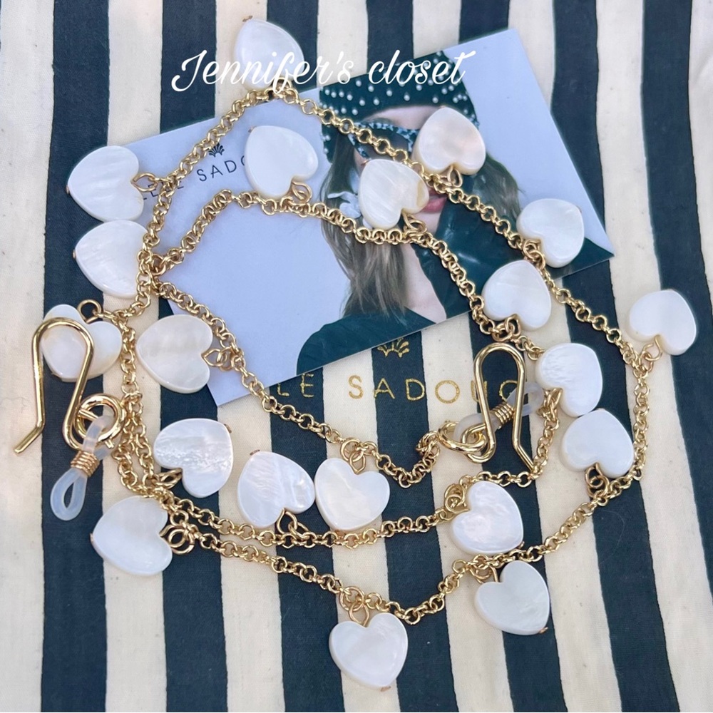 NWT 💜Lele Sadoughi Pearl Dangling Charm Sunglasses Chain - Picture 3 of 5